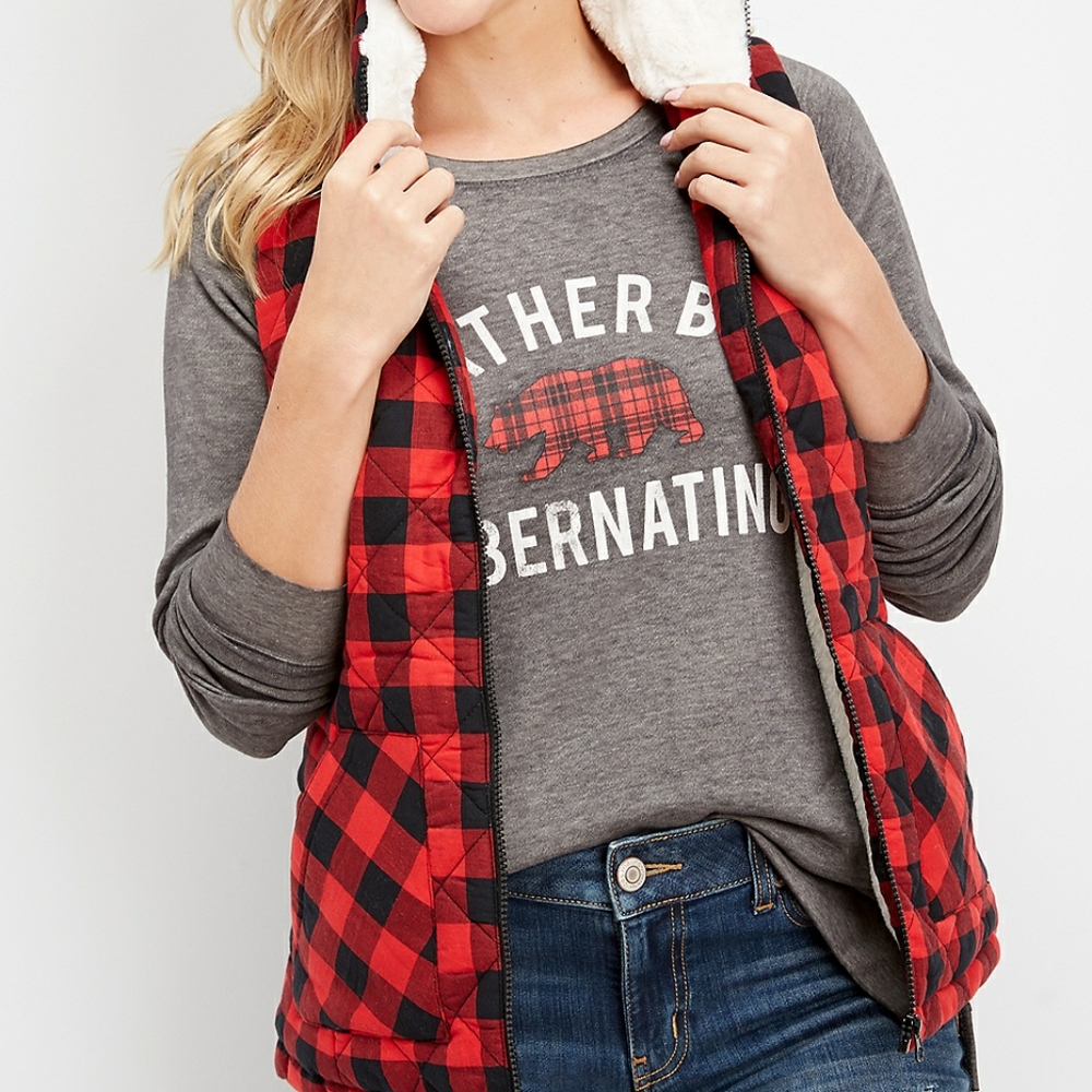 Plus size buffalo plaid vest